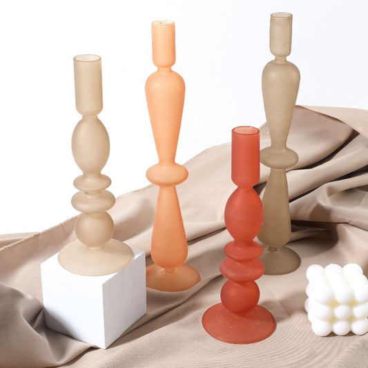 Spice Frosted Glass Candle Holders