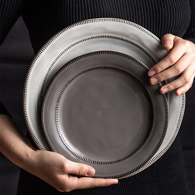 Stitch Row Ceramic Plates