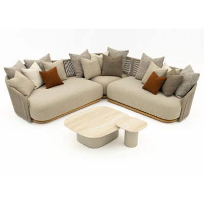 Table basse SunWeave Wave 100 cm (plateau en pierre frittée)