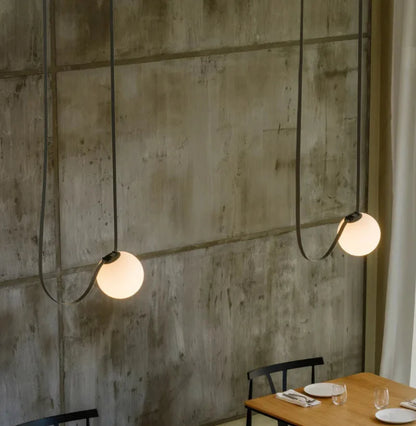 Suspended Sphere Belted Pendant Light
