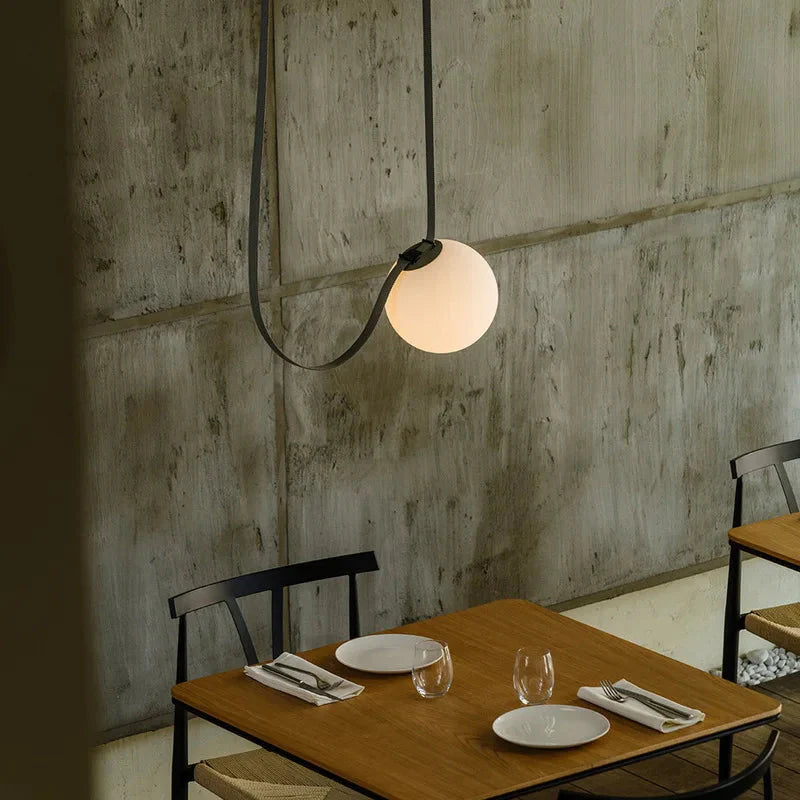 Suspended Sphere Belted Pendant Light
