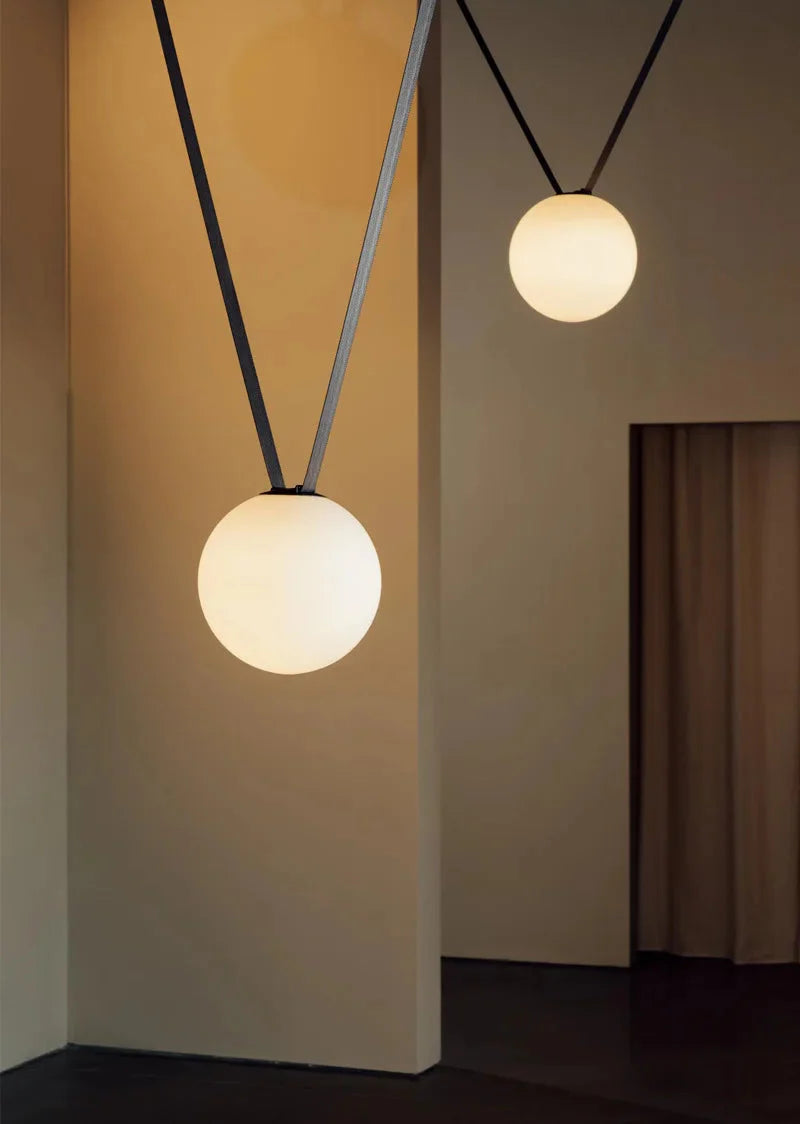 Suspended Sphere Belted Pendant Light