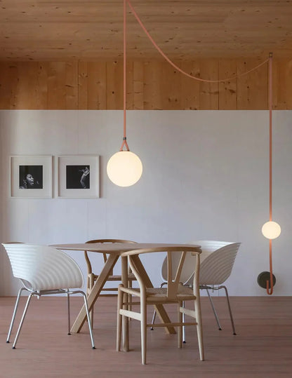 Suspended Sphere Belted Pendant Light