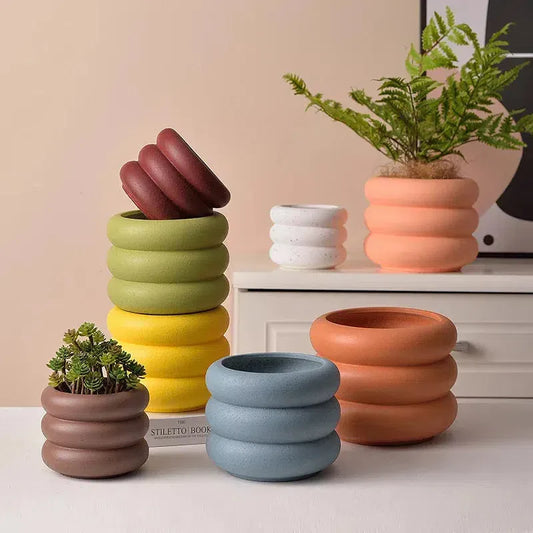 Textured Colorful Rounds Bubble Planter Pot