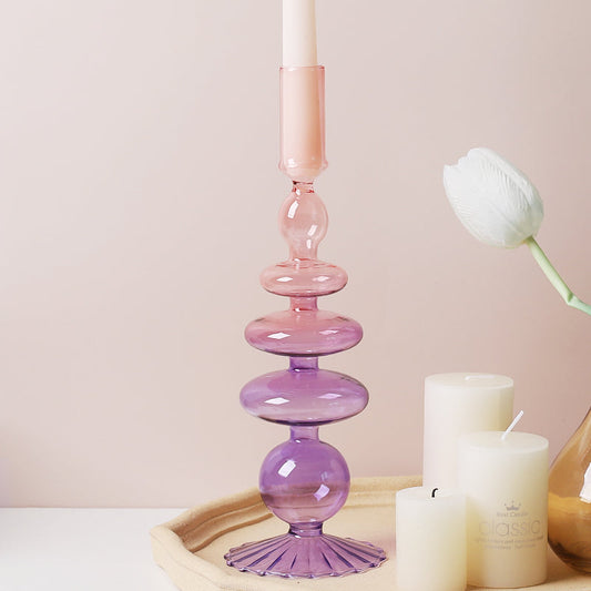 Three Color Gradient Glass Candle Holders
