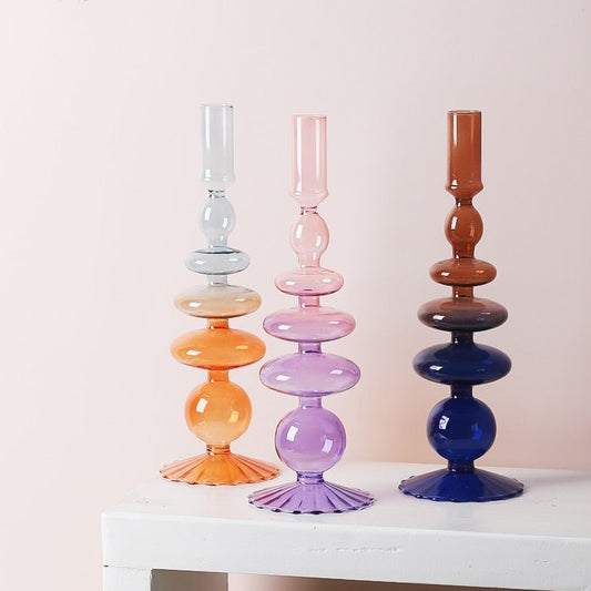 Three Color Gradient Glass Candle Holders