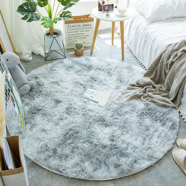 Tie Dye Rainbow Faux Fur Rug