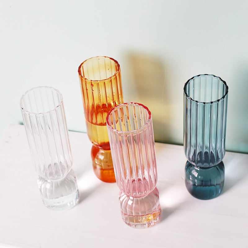 Upside Down Colored Glass Bud Vase & Accent