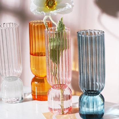 Upside Down Colored Glass Bud Vase & Accent