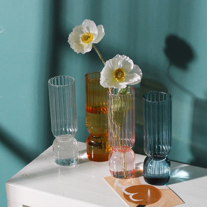 Upside Down Colored Glass Bud Vase & Accent