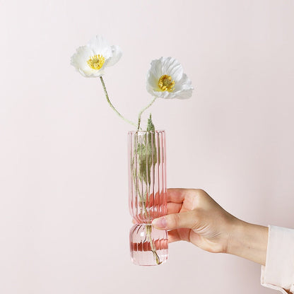 Upside Down Colored Glass Bud Vase & Accent