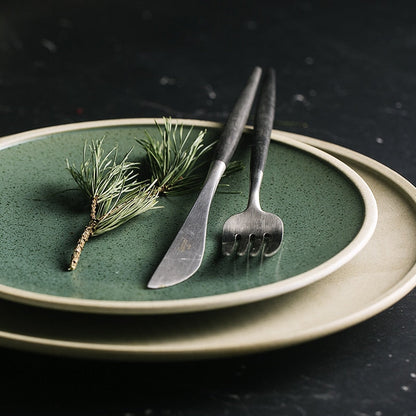 Vintage Jade Ceramic Dinner Plate and Bowl