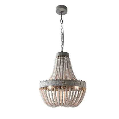 Wooden Bead Cascade Pendant Lamp