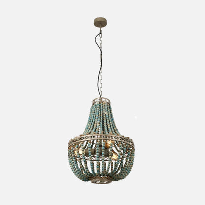 Wooden Bead Cascade Pendant Lamp
