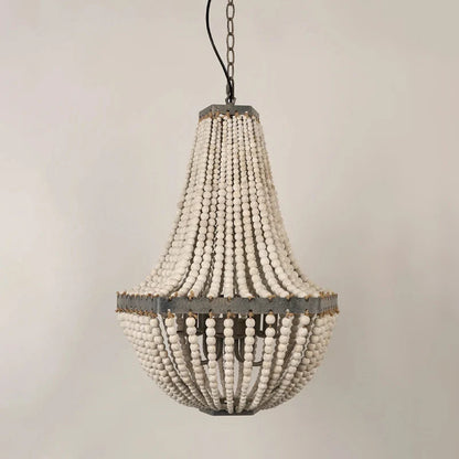 Wooden Bead Cascade Pendant Lamp