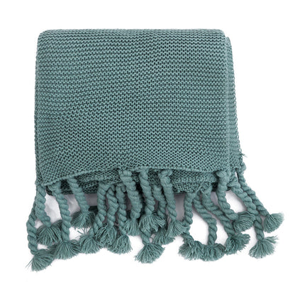 Waffle Knit Throw Blanket with Tassels