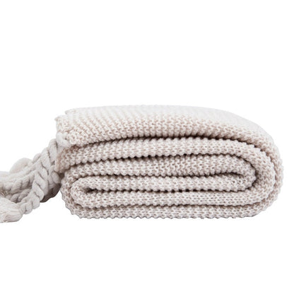 Waffle Knit Throw Blanket with Tassels
