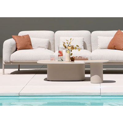 Table basse SunWeave Wave 42 cm (plateau en pierre frittée)