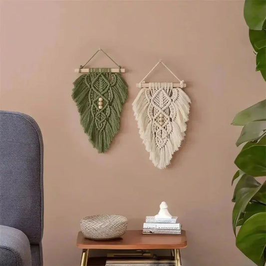 Willow Weave Macramé Leaf Wall Tapestry