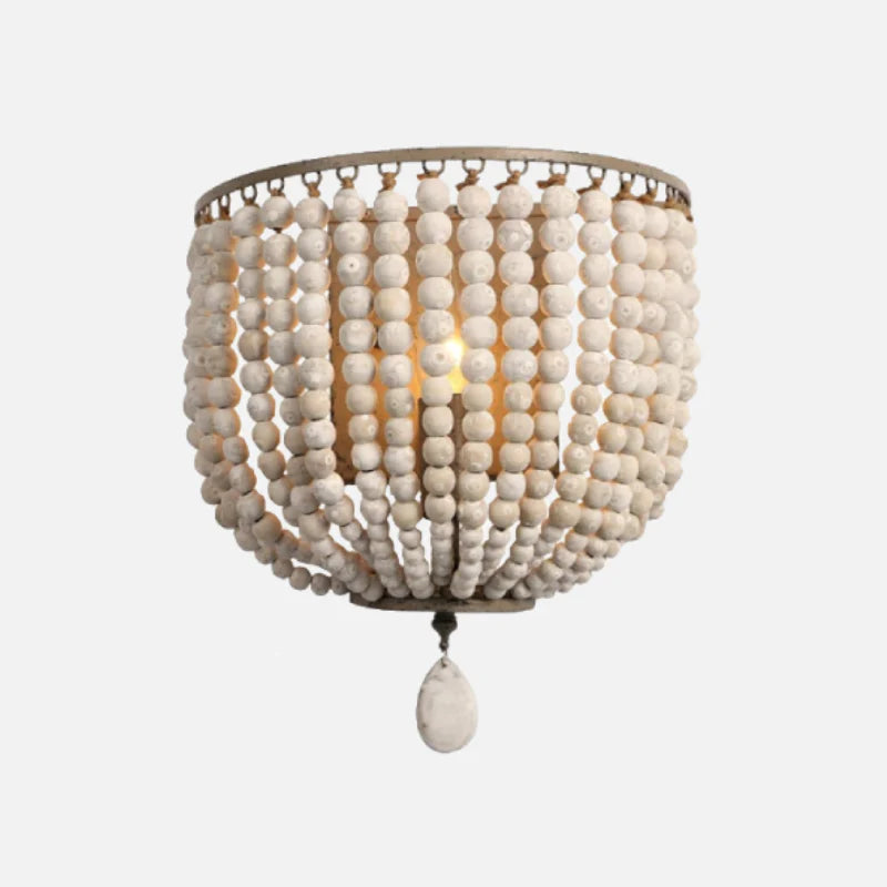 Wooden Bead Cascade Wall Lamp