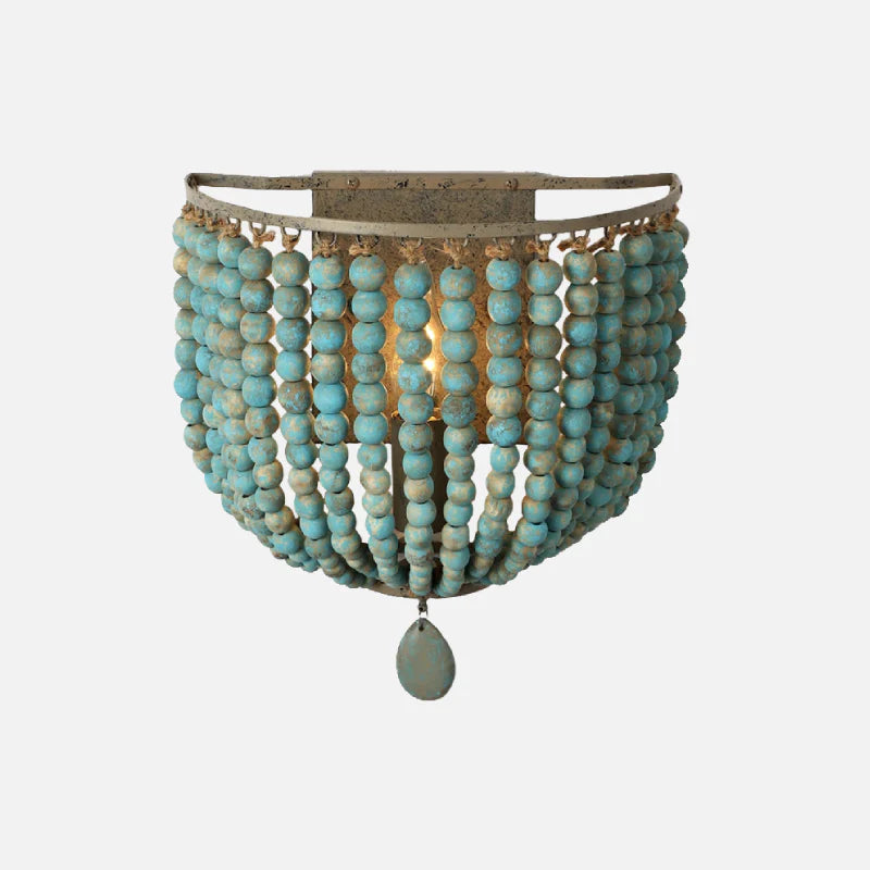 Wooden Bead Cascade Wall Lamp