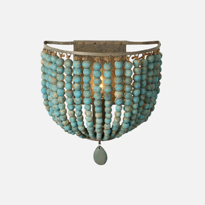 Wooden Bead Cascade Wall Lamp
