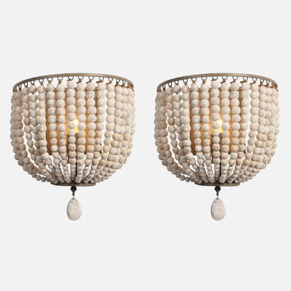 Wooden Bead Cascade Wall Lamp
