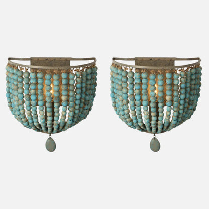 Wooden Bead Cascade Wall Lamp