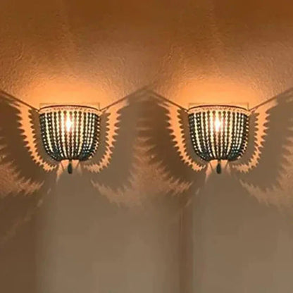 Wooden Bead Cascade Wall Lamp