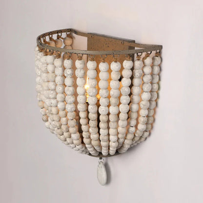 Wooden Bead Cascade Wall Lamp