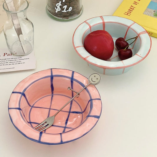 Yogurt Grid Ceramic Bowls