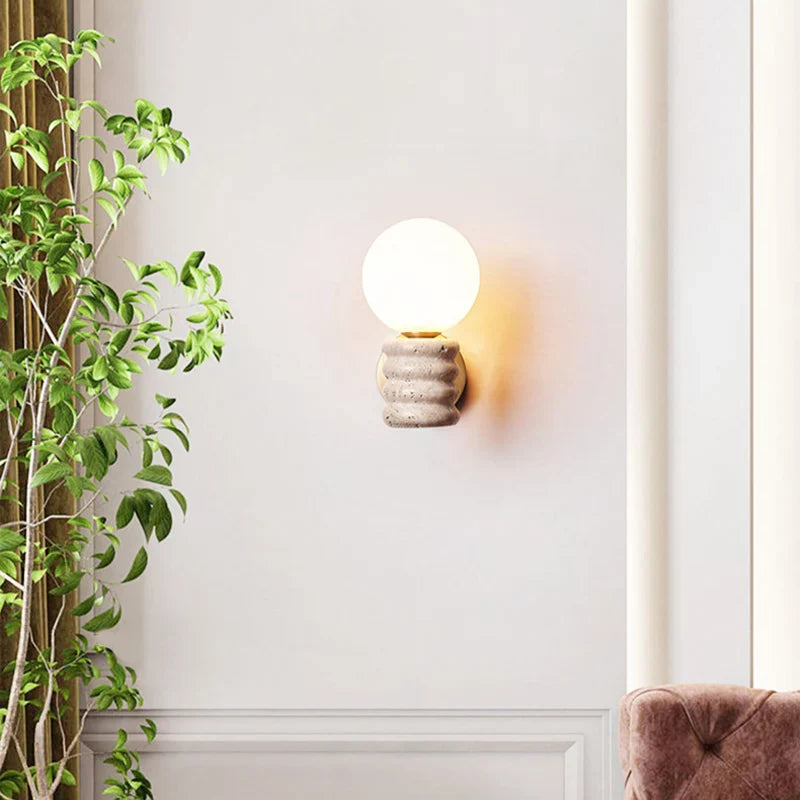 Zen Glow Travertine Wall Lamp