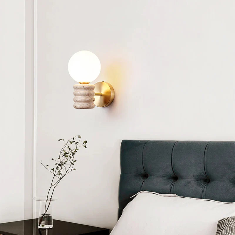 Zen Glow Travertine Wall Lamp