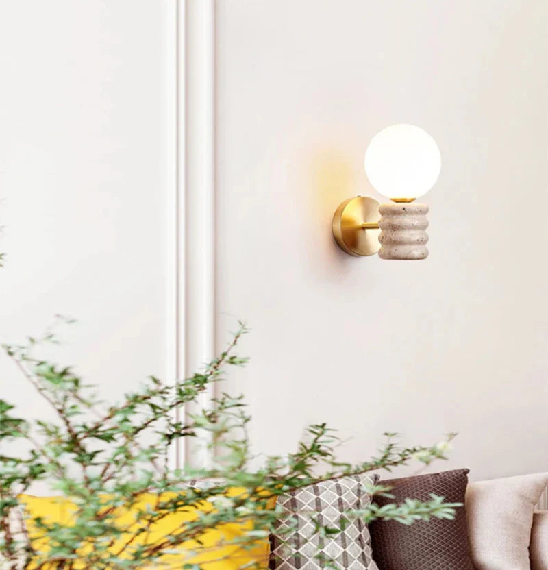 Zen Glow Travertine Wall Lamp