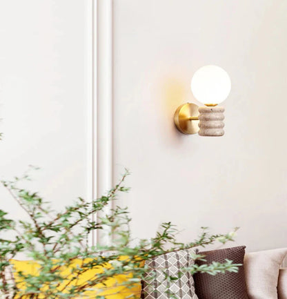 Zen Glow Travertine Wall Lamp