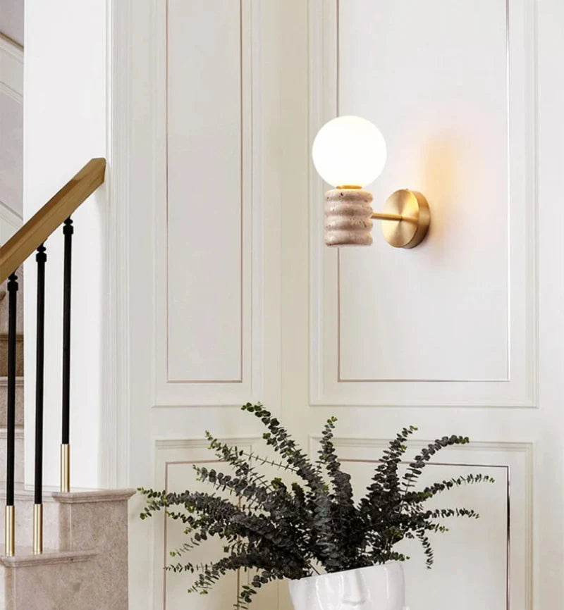 Zen Glow Travertine Wall Lamp