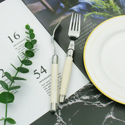 Ivory Laguiole Style Flatware Cutlery Set