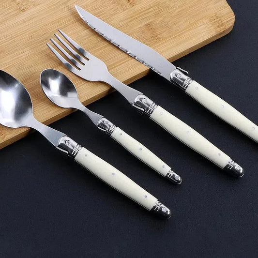 Ivory Laguiole Style Flatware Cutlery Set