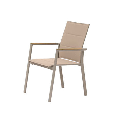 Fauteuil rembourré SunWeave Como (accoudoirs en teck)